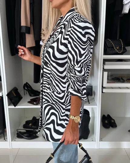 Animal Print Long Sleeve Blazer