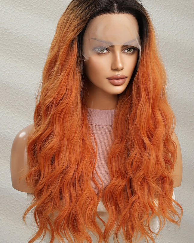 13*2" Lace Front Wigs Synthetic Long Wave 24" 150% Density