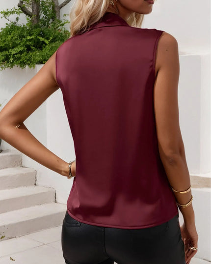 Ruched Surplice Sleeveless Top