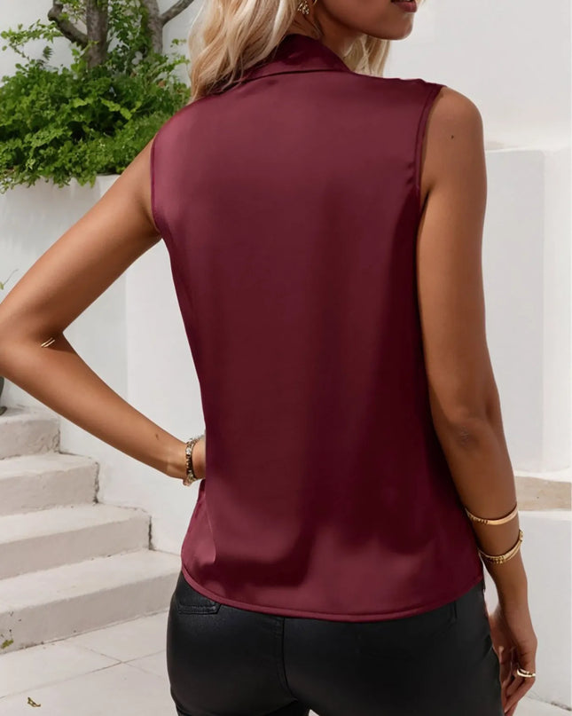 Ruched Surplice Sleeveless Top