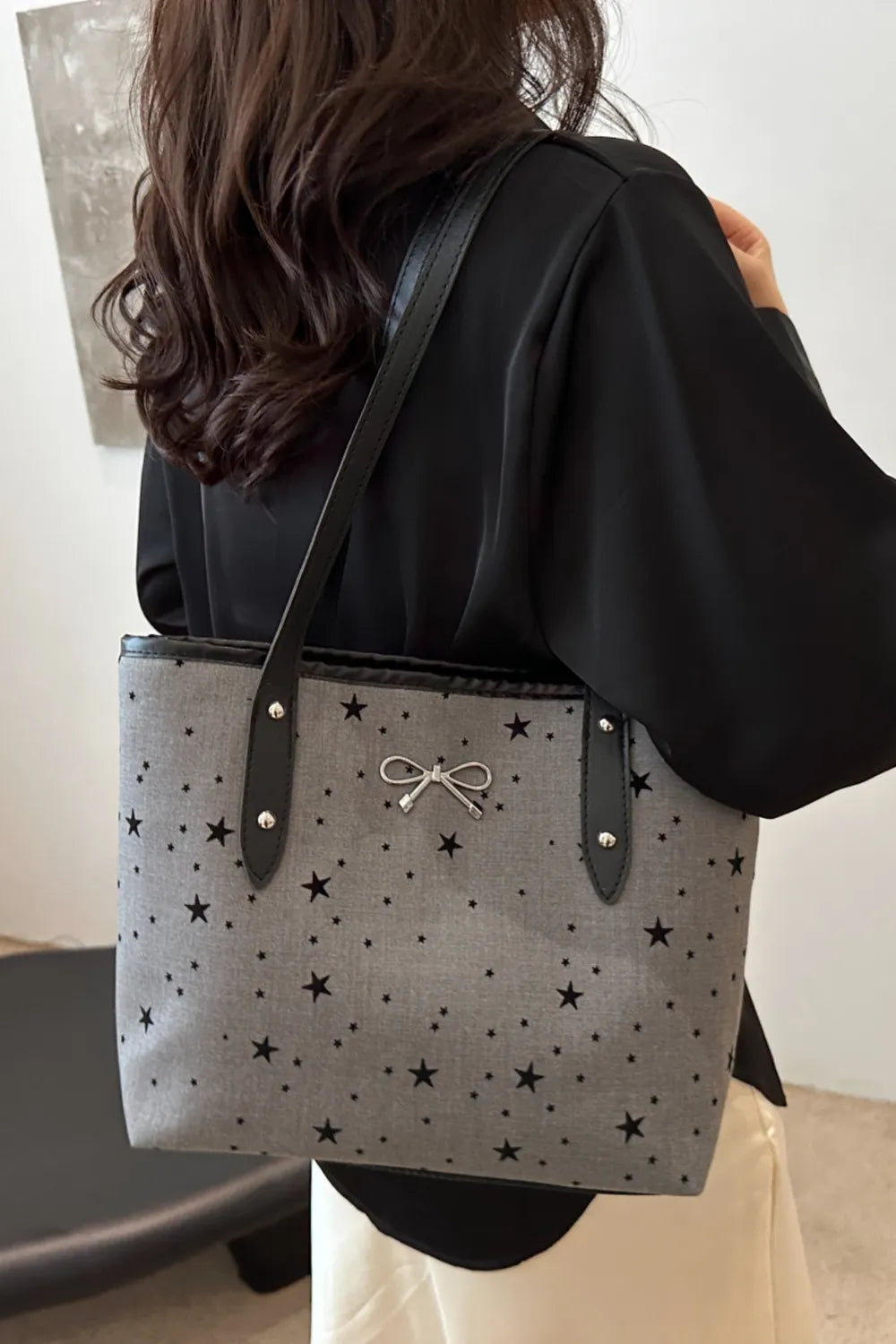 Bow Trim Polyester Tote Bag 