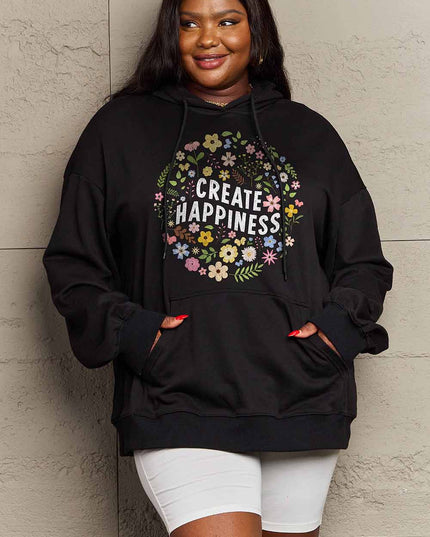 Simply Love Simply Love Full Size CREATE HAPPINESS Graphic Hoodie Black