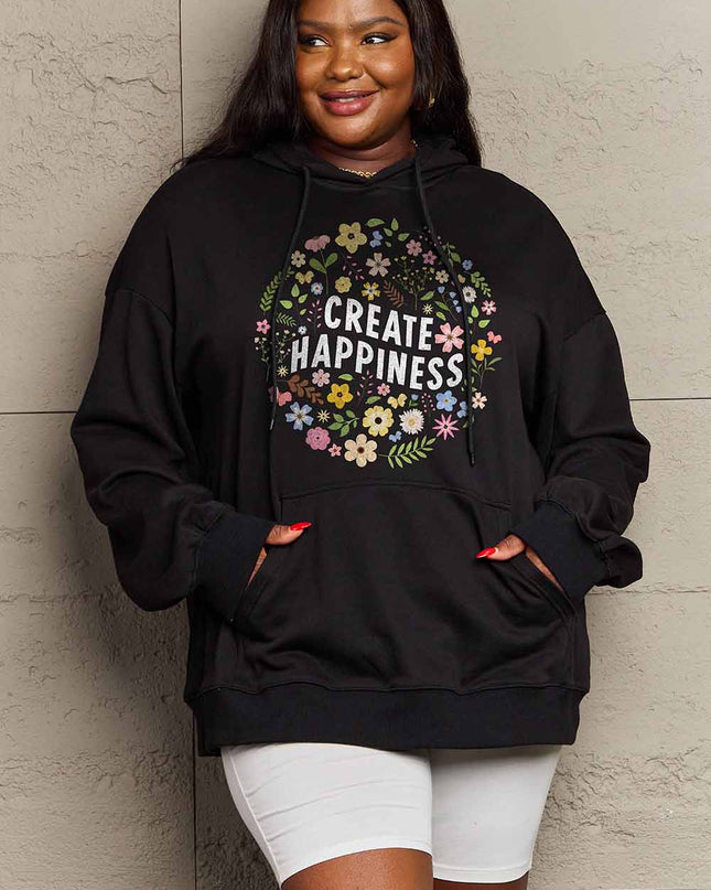 Simply Love Simply Love Full Size CREATE HAPPINESS Graphic Hoodie Black