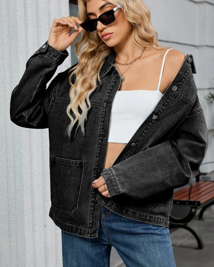 Washed Oversized Button Down Denim Jacket