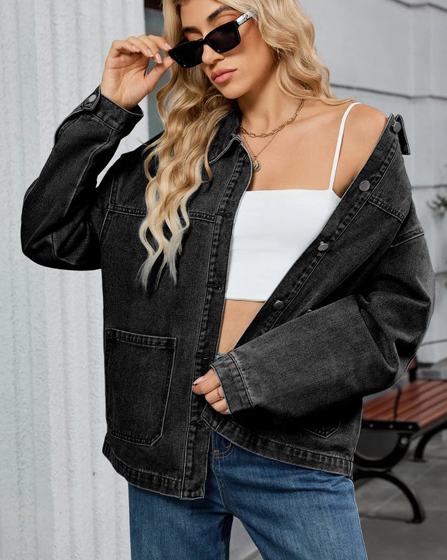 Washed Oversized Button Down Denim Jacket