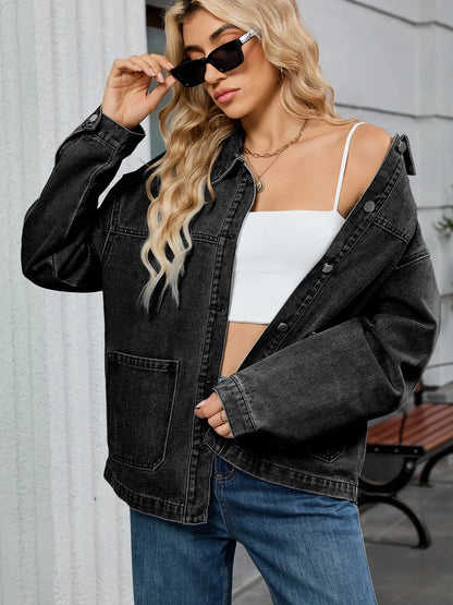 Washed Oversized Button Down Denim Jacket