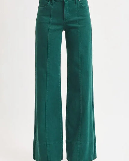 RISEN Full Size Tummy Control Mid Rise Wide Leg Jeans Plus Size