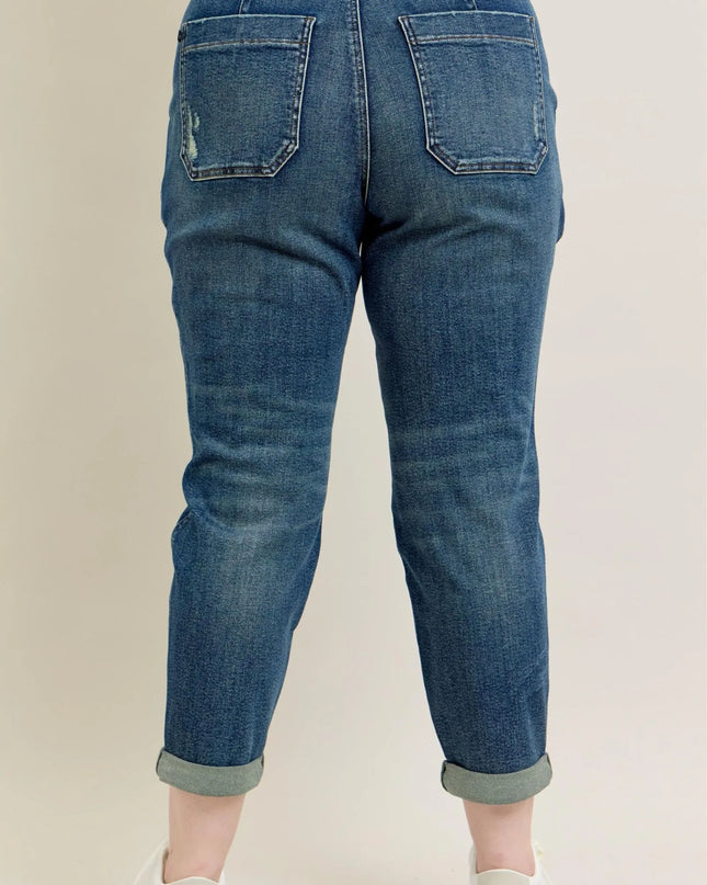 Judy Blue Full Size HW Vintage Wash Jeans w/ Drawstring Plus Size