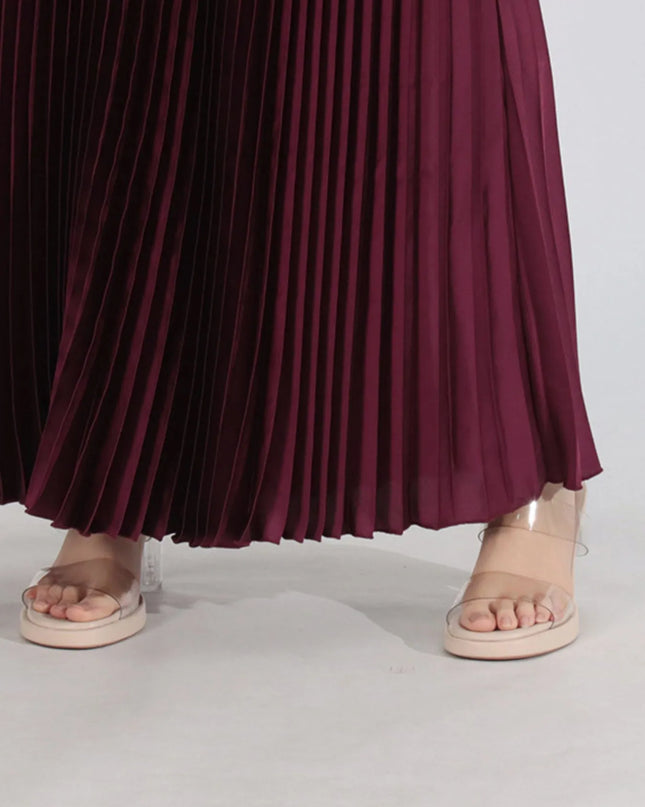 Button Up Long Sleeve Top and Pleated Skirt Set