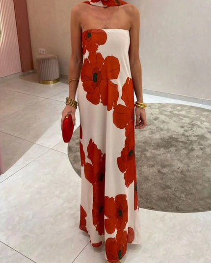 Printed Tube Maxi Dress