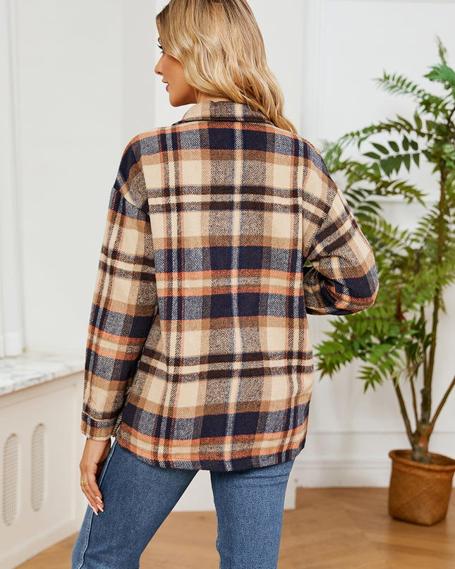 Button Down Collared Plaid Shacket