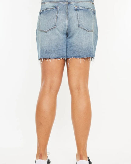 Kancan Full Size Raw Hem High Waist Denim Shorts