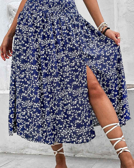 Perfee Ditsy Floral Slit High Waist Skirt