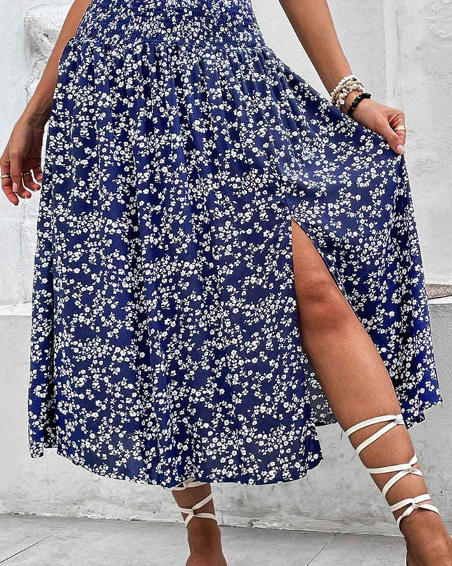 Perfee Ditsy Floral Slit High Waist Skirt