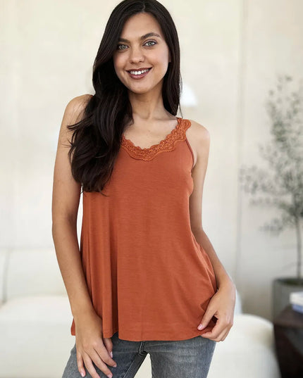 Basic Bae Full Size Lace Detail V-Neck Cutout Cami