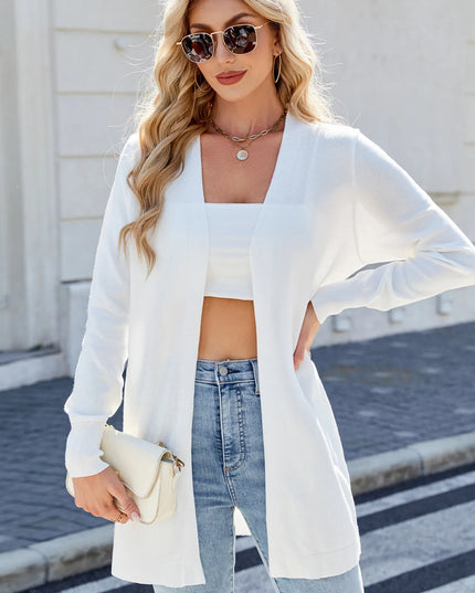 Striped Open Front Cardigan with Relaxed Fit 