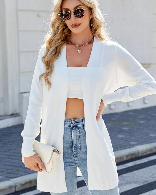 Striped Open Front Cardigan with Relaxed Fit 