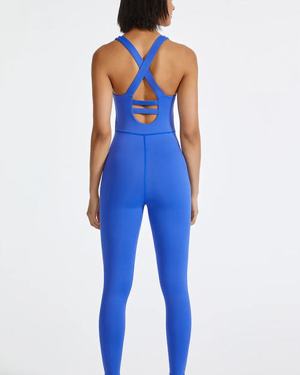 Crisscross Back Wide Strap Active Jumpsuit 