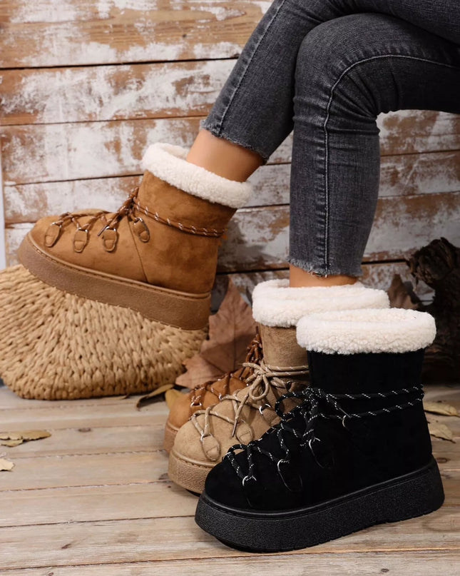 Round Toe Lace Up Platform Boots