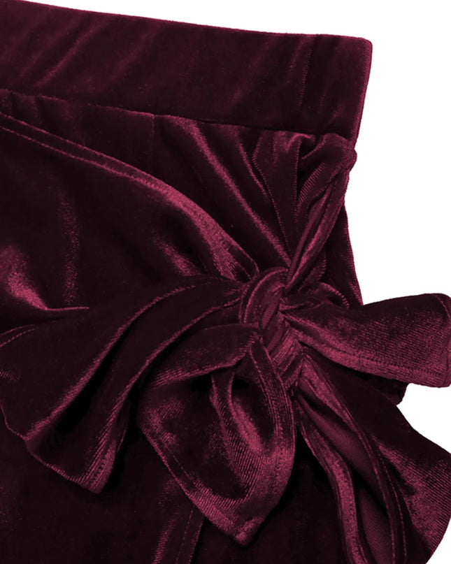 Side Tied Velvet Skirt