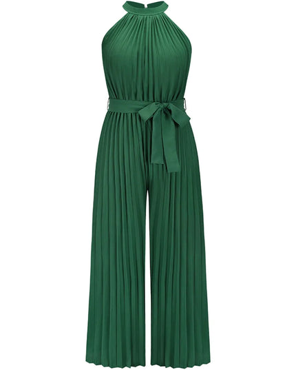 Cutout Tied Pleated Sleeveless Jumpsuit