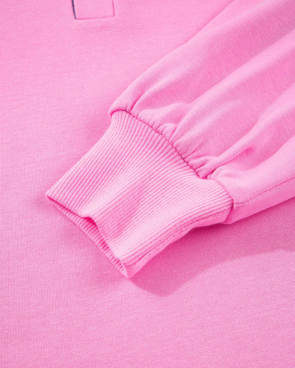 Contrast Striped Collar Patchwork Puff Sleeve Ruffle Hem Mini Dress