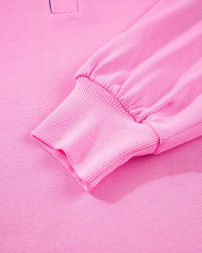 Contrast Striped Collar Patchwork Puff Sleeve Ruffle Hem Mini Dress