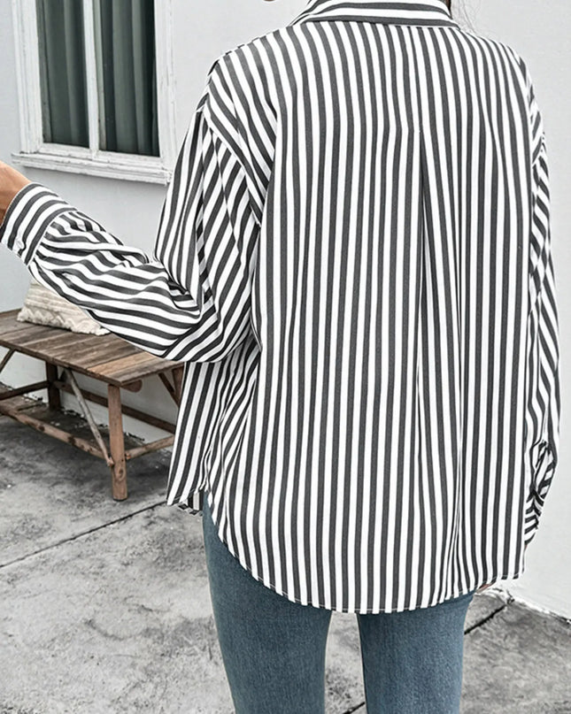 Striped Oversized Button-Up Shirt