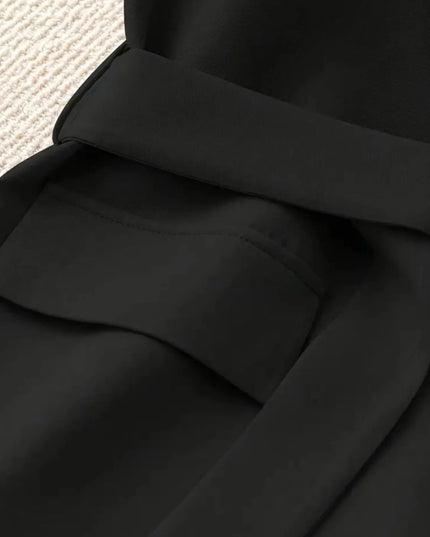 Tie Waist Lapel Collar Sleeveless Blazer