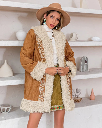 Fuzzy Open Front Long Sleeve Outerwear