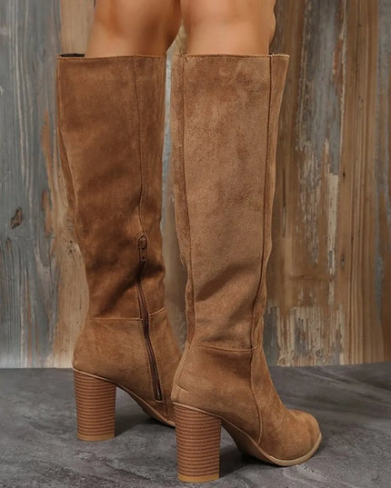 Point Toe Block Heels Boots