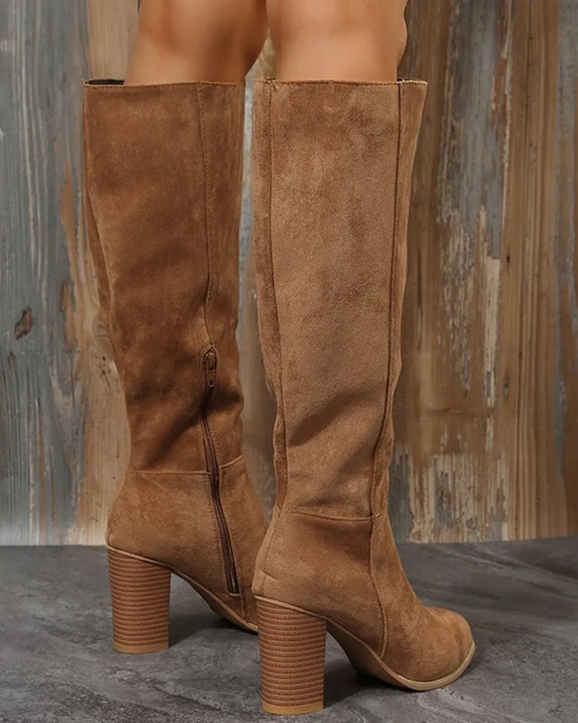 Point Toe Block Heels Boots
