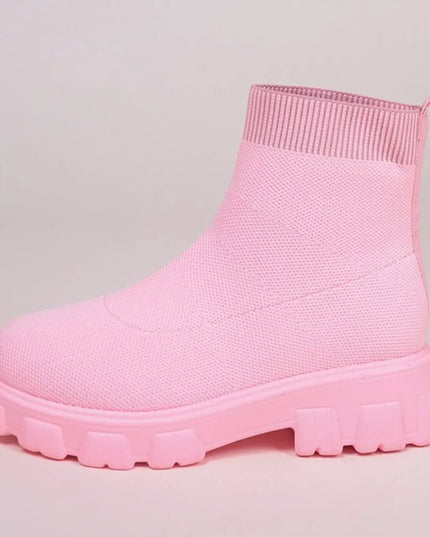 Mesh Round Toe Platform Boots