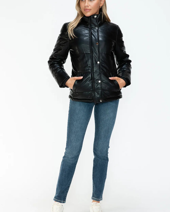 YMI Pocketed Zip Up Turtleneck Puffer Jacket