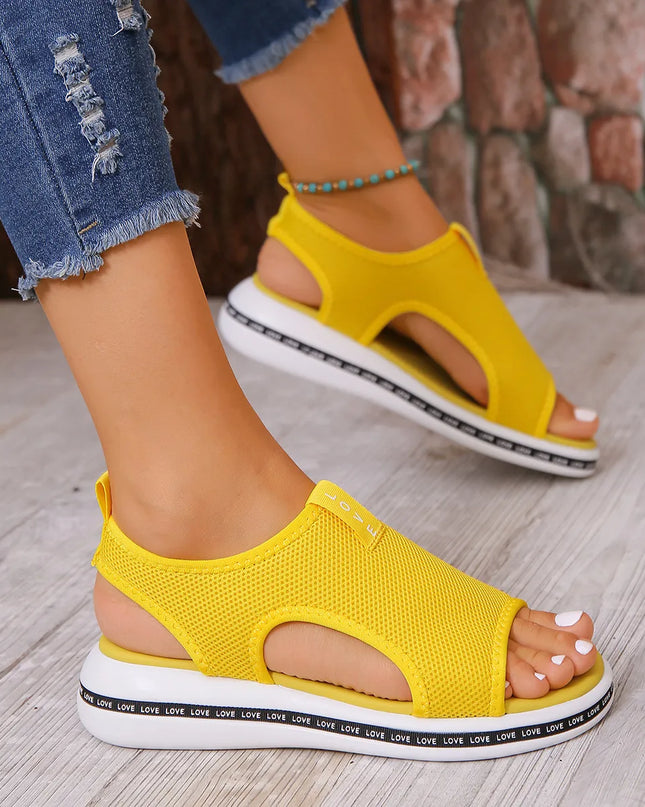 Mesh Open Toe Platform Sandals