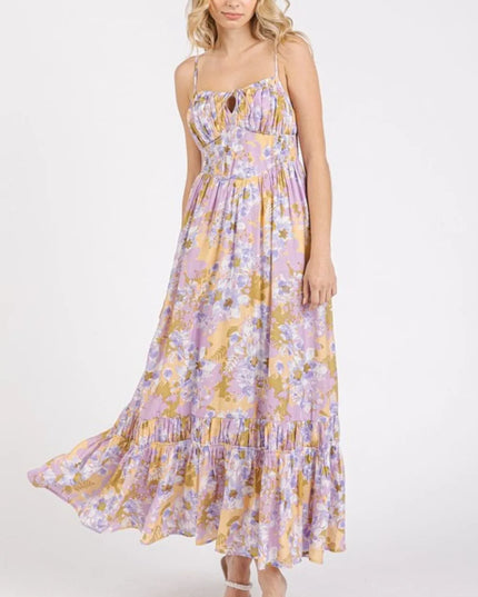 Mittoshop Floral Smocked Back Ruffled Hem Maxi Cami Dress