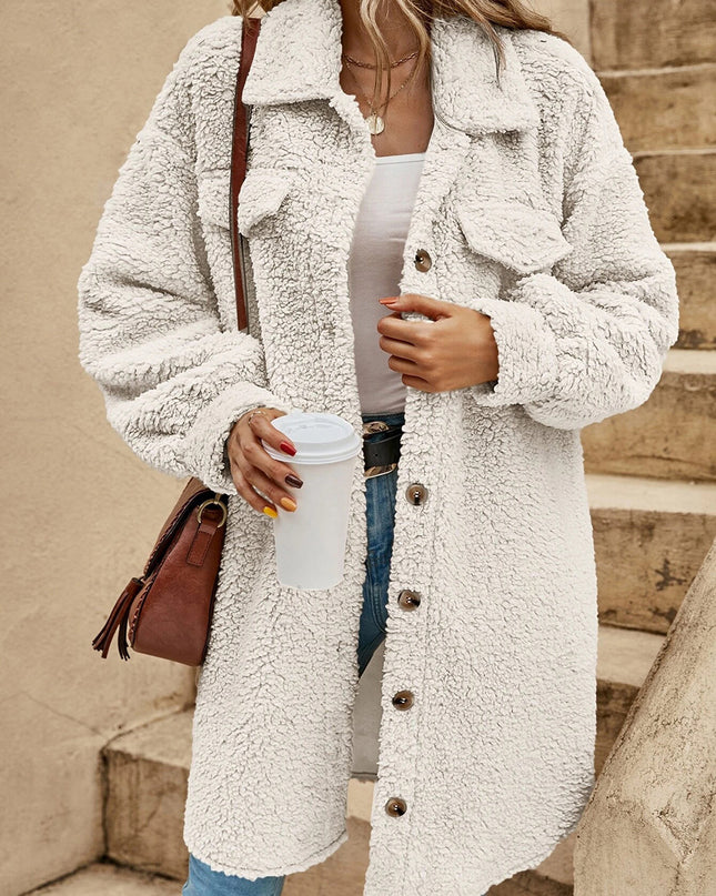 Collared Button Down Coat White