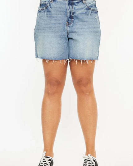 Kancan Full Size Raw Hem High Waist Denim Shorts