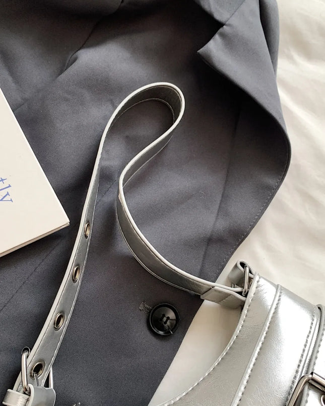 PU Leather Buckle Shoulder Bag 