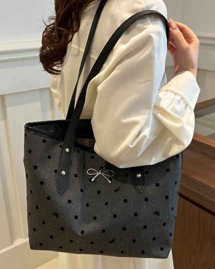 Bow Trim Polyester Tote Bag 