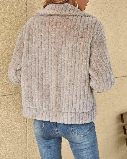 Plush Zip Up Long Sleeve Jacket