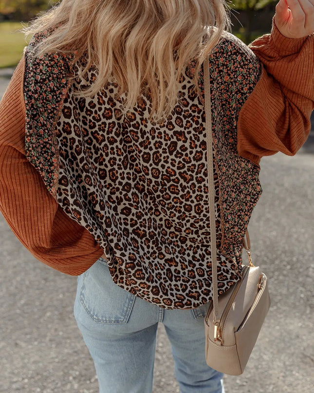 Leopard Print Long Sleeve Sweatshirt
