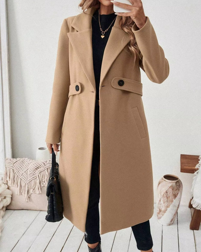 One Button Wool Blend Overcoat