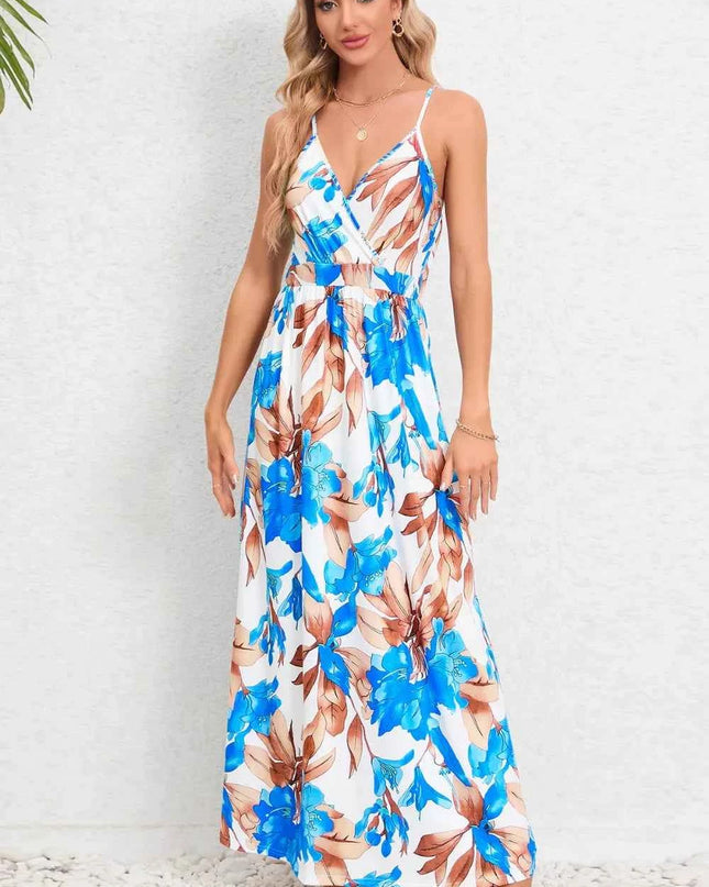 Printed Surplice Maxi Cami Dress