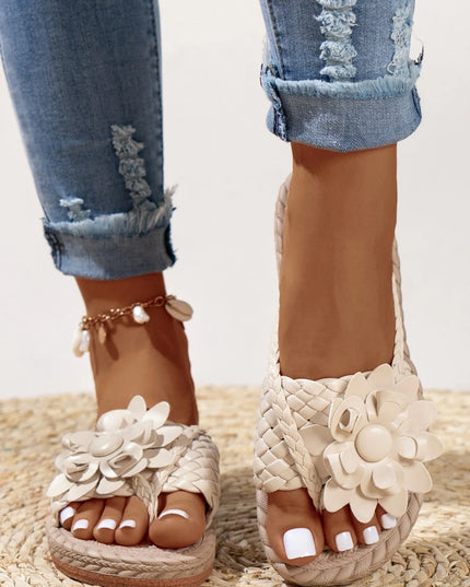 Floral Embellished Comfort Slide Sandals 