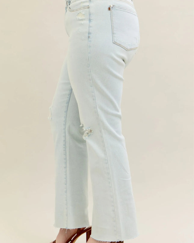 Judy Blue Full Size Destroy & Fray Hem Bootcut Jeans Plus Size