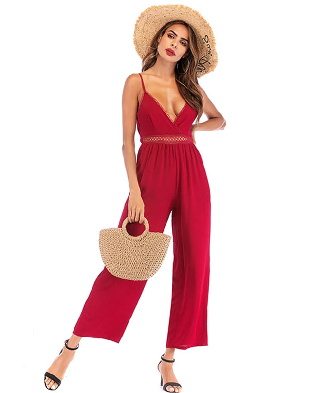 Spaghetti Strap Wide Leg Jumpsuit 