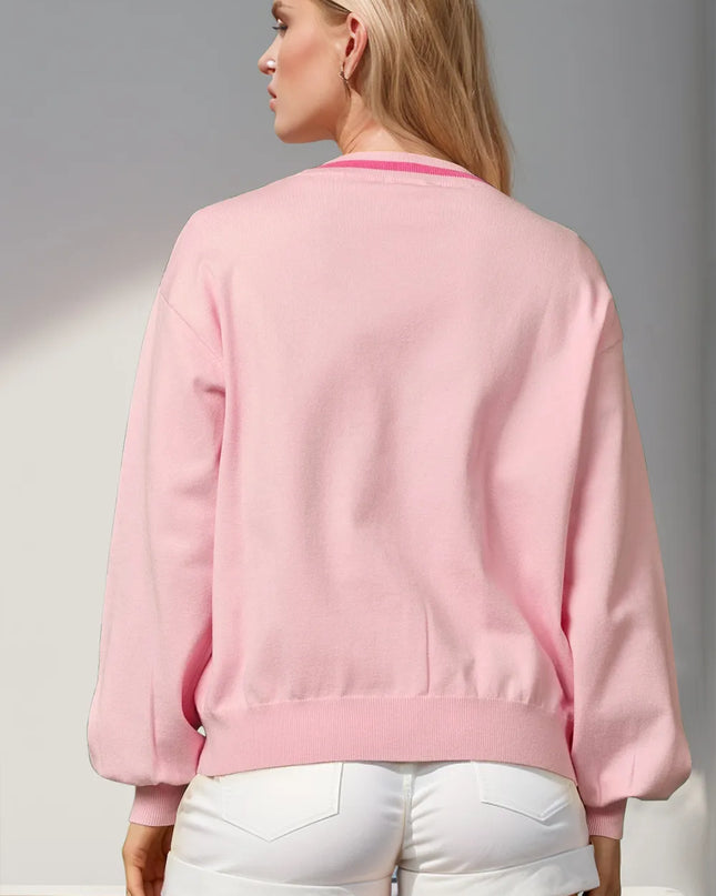 Double Take Full Size Nutcracker Sequin Bow Decor Cardigan