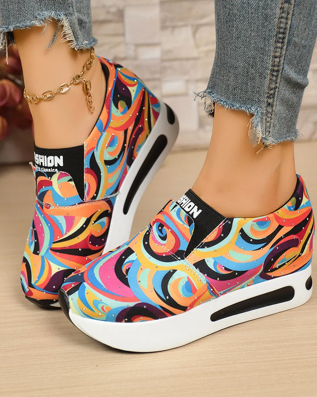 Colorful Abstract Pattern Platform Sneakers