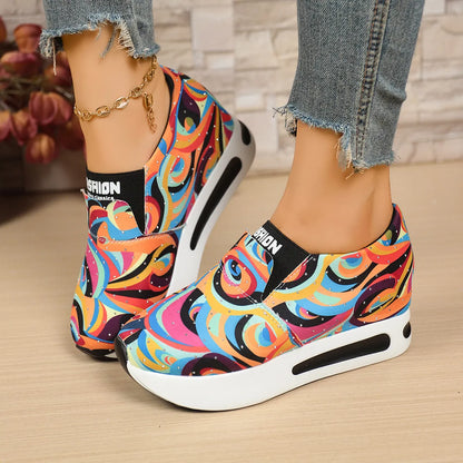 Colorful Abstract Pattern Platform Sneakers